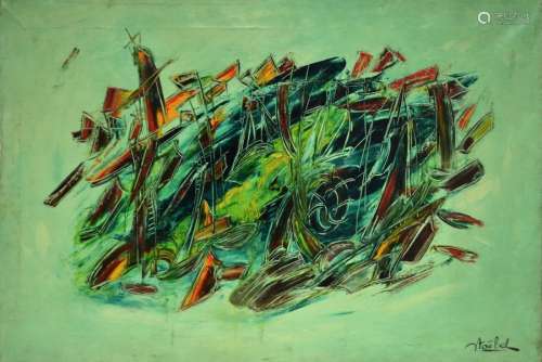 Edgar STOEBEL (1909 2001) Composition, fond vert. …