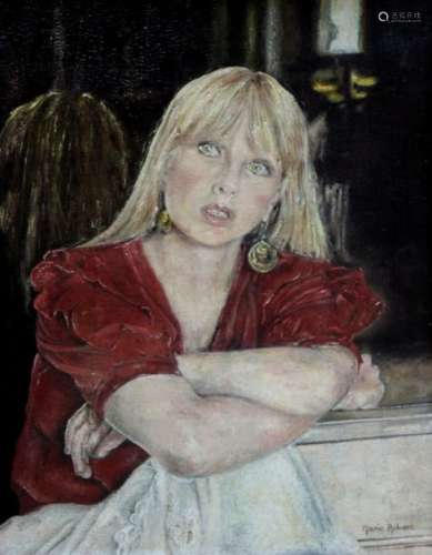 Marie ROBERT, XXe. Portrait de femme blonde devant…
