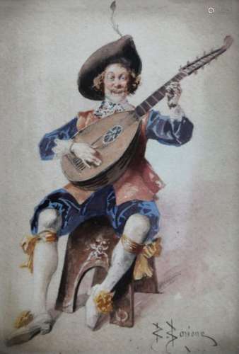 Bernard Louis BORIONE (1865 ?)Joueur de luth au XV…