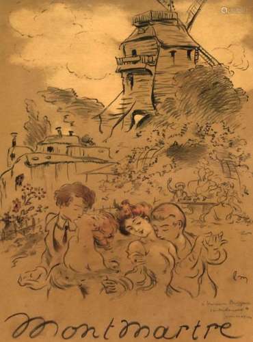 Louis MORIN (1855 1938) Montmartre. Fusain et cray…