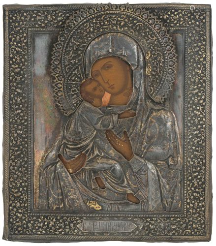 Gottesmutter von Wladimir mit vergoldetem Silb…
