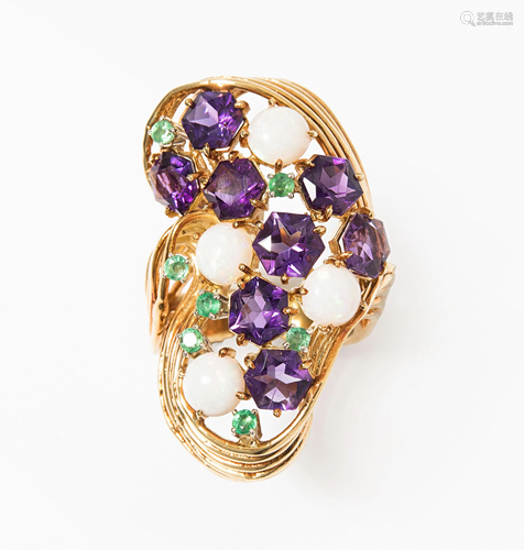 Amethyst-Opal-Smaragd-Ring