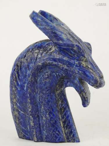 CHINE : Tête de dragon en lapis lazuli. Haut : 12 …