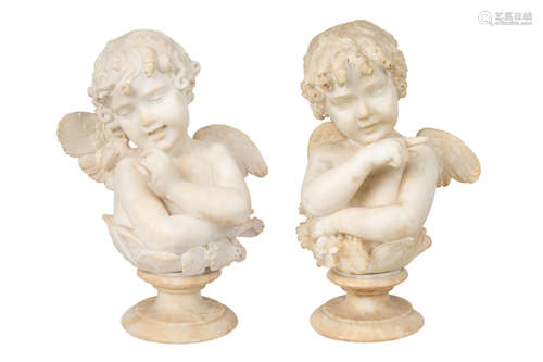 A PAIR OF ALABASTER PUTTI, LATE 19TH CENTURY