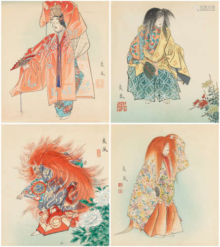 A GROUP OF FOUR CHINESE WOODBLOCK PRINTS, 19TH CENTURY