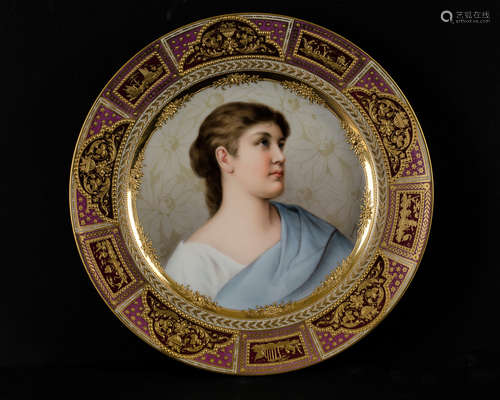 A ROYAL VIENNA-STYLE PORCELAIN PLATE AFTER GREINER (GER. 19TH CENTURY), 1908-1959