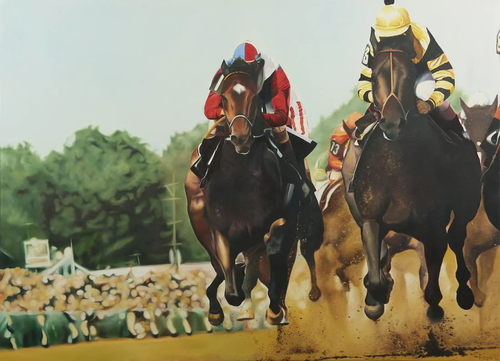 Terrence Fogarty Oil on Canvas Horse Racing