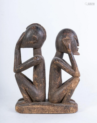 Arte africana Group with two wooden figures,