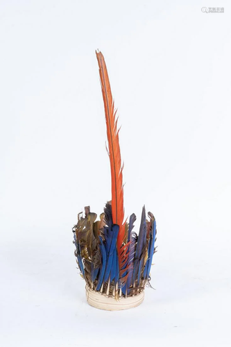 Arte tribale Headdress with bird feathers, KayapÃ²