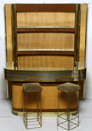 MANIFATTURA ITALIANA Bar cabinet with stools.