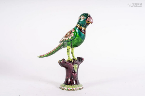 Arte Indiana A metal enamelled jewelry parrot