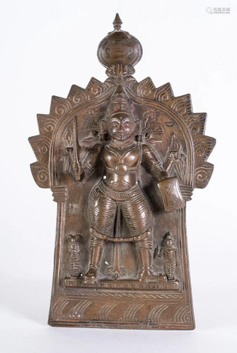 Arte Indiana A bronze Virabhadra plaque Southern