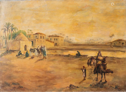 Arte Islamica A Berber village. Dated 1893.Oil on