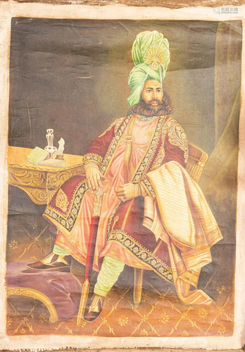 Arte Indiana Portrait of a Maharaja India, 20th