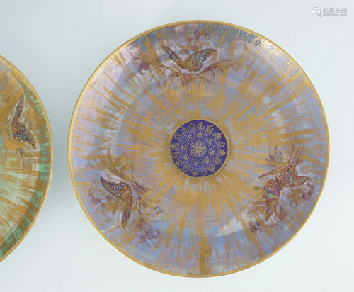 PAIR OF KPM PORCELAIN LUSTRE PLATES