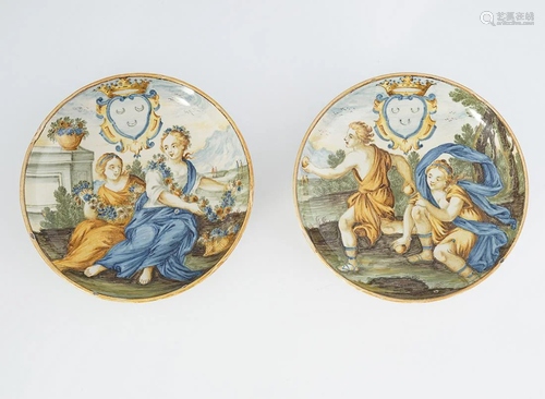 PAIR OF GLAZED ITALIAN FAIENCE MAJOLICA …