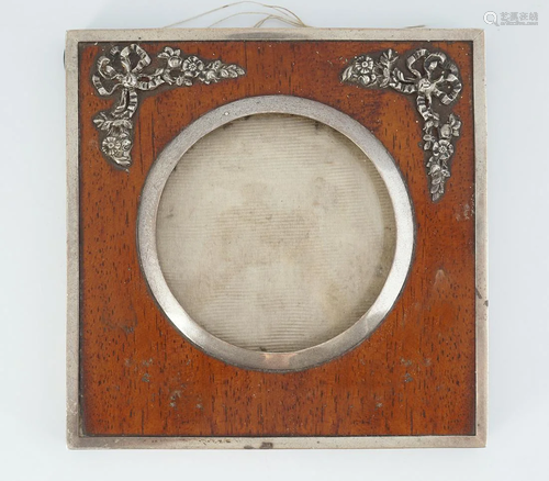 SILVER MOUNTED MAHOGANY PHOTO FRAME