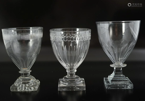 GROUP OF THREE 18TH-CENTURY WINE GLASSES