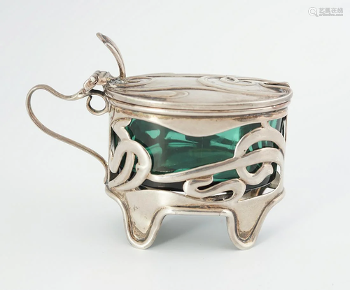 ART NOUVEAU SILVER MUSTARD POT