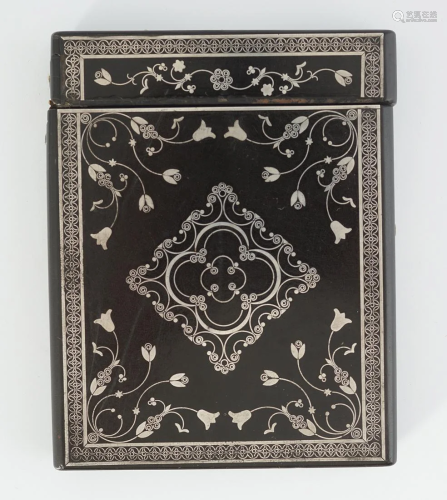 ISLAMIC SILVER INLAID LACQUERED CARD CASE