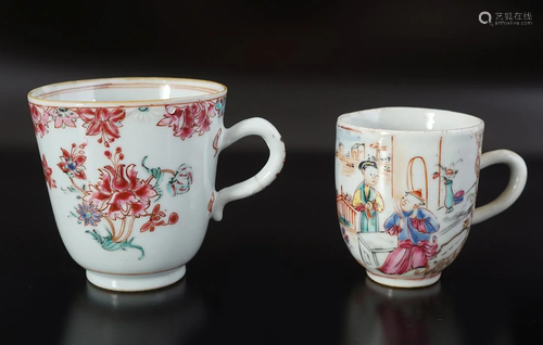 TWO CHINESE FAMILLE ROSE CABINET CUPS