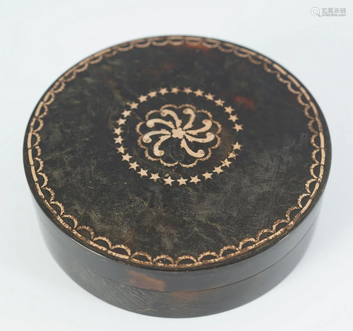 19TH-CENTURY GOLD INLAID TORTOISESHELL BOX