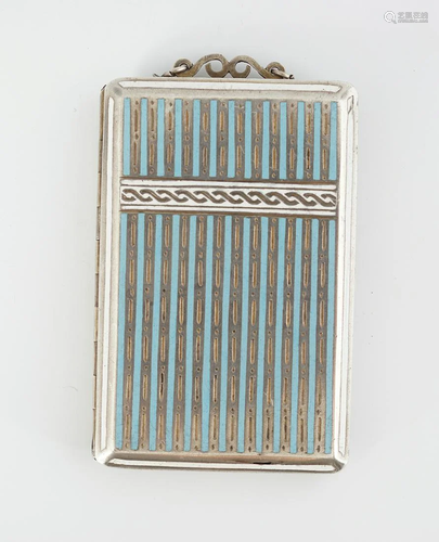 19TH-CENTURY H.M. ENAMELLED SILVER CARD CASE