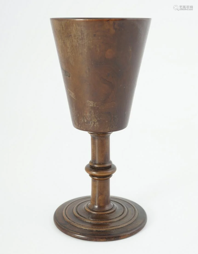 FOLDING TURNED WOOD TRAVELLING CHALICE