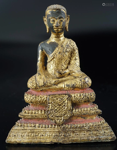 CHINESE MING GILT BRONZE BUDDHA