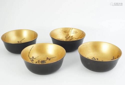 SET OF FOUR JAPANESE LACQUERED AND GILDED BO…