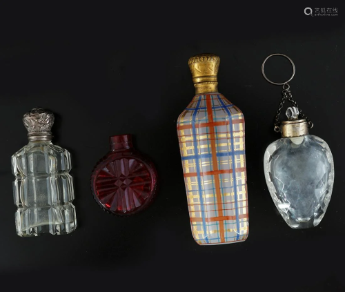GROUP OF FOUR 19TH-CENTURY GLASS PERFUME B…