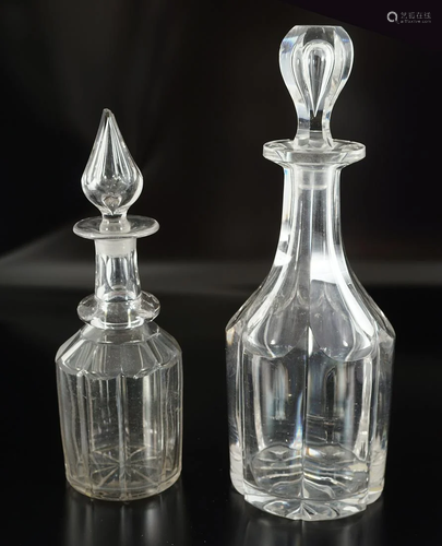 TWO GEORGIAN GLASS DECANTERS