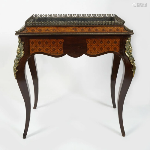 FRENCH KINGWOOD AND MARQUETRY JARDINIERE