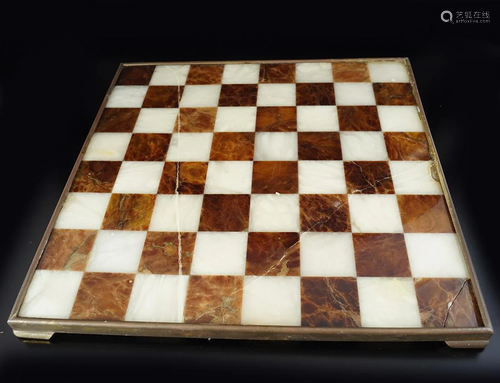 SPECIMEN MARBLE INLAID CHESS BOARD