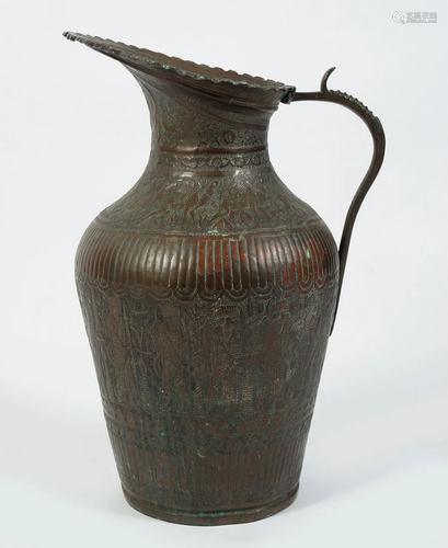 LARGE 19TH-CENTURY PERSIAN BRONZE EWER