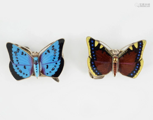 PAIR OF HARRODS BUTTERFLY BROOCHES