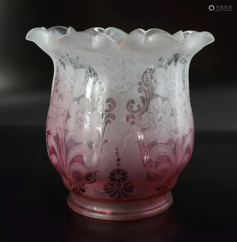 19TH-CENTURY RUBY GLASS OIL LAMP