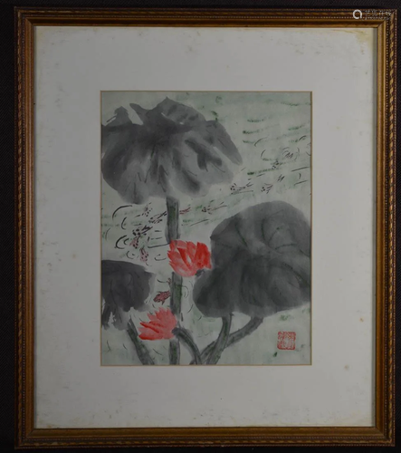 Chinese Water Color - Lotus and Shrimp