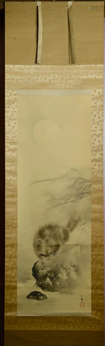 Japanese Water Color Scroll Painting - Fox