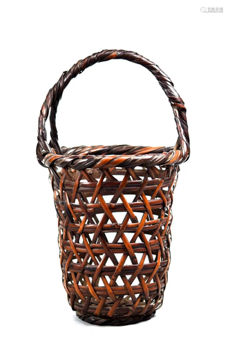 Japanese Bamboo Basket with Signature