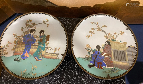 Pair Japanese Cloisonne Chargers