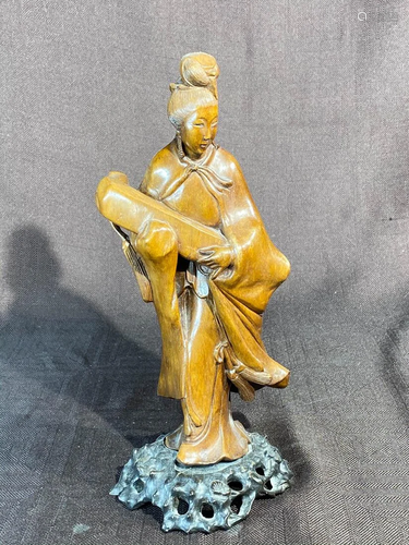 Chinese Wood Carving of a Girl