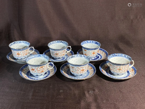 Chinese Rice Grain Porcelain Cups and Dishes - G…