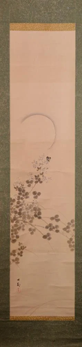 Japanese Nihonga Scroll Painting - Moon night Autumn