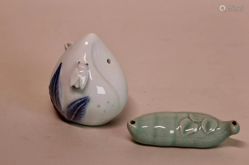 Two Japanese Porcelain Scholar Water Dropper