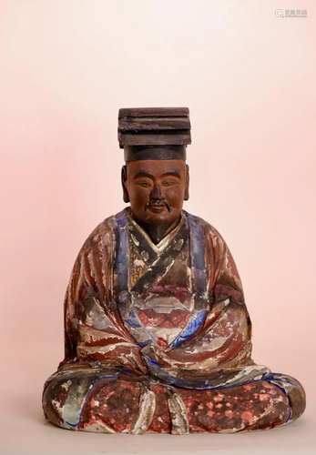 Antique Japanese Wood Priest