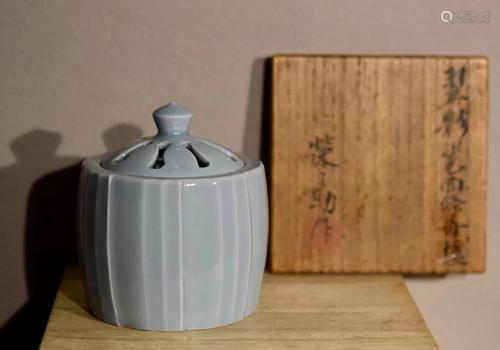 Japanese Sky Blue Porcelain Censer with Present…