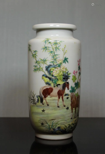 Chinese Porcelain Vase with Horse Scene - Albert