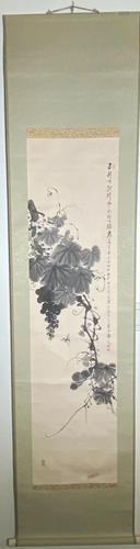 Japanese Scroll Painting - Grapes