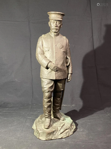 Japanese Bronze Sculpture of Military Officer